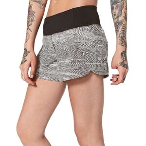 Lululemon RARE Run Times Short II 4" size 6 black grey shorts W7AKWS